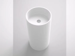 Lavabo totem design de forme cylindrique. Il est conçu en une seule pièce avec des bords droits et des lignes épurées, finition blanche et lisse, Matière Résine Solid Surface, Taille 45 x 45 x 90 cm - LIVRAISON OFFERTE